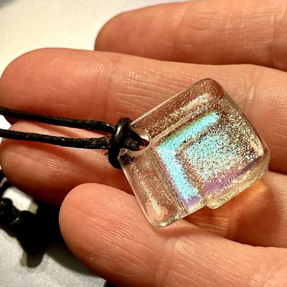 3 for $15CLEARANCE Layered Iridescent Artisan Glass Pendant - Picture 4 of 7